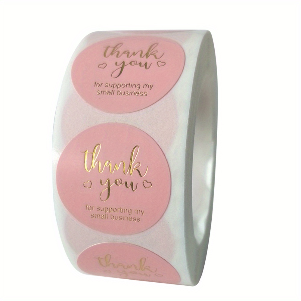 Image of 500pcs Thank You Stickers Suitable For Small Business, Seal Labels & Christmas Gifts - Pack With Stamp For, Promotional Events, Customer Appreciation Gifts - Handmade Diy Sticker Roll (500pcs/roll)