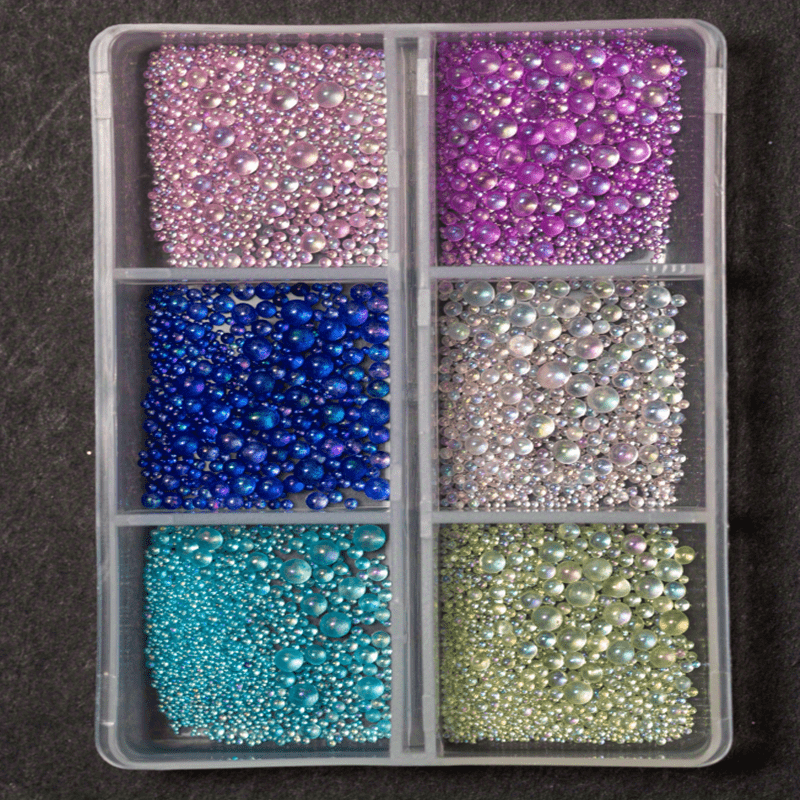 3D Mermaid Mini Rhinestones For Nails 6 Grids, Candy Colors, Mixed