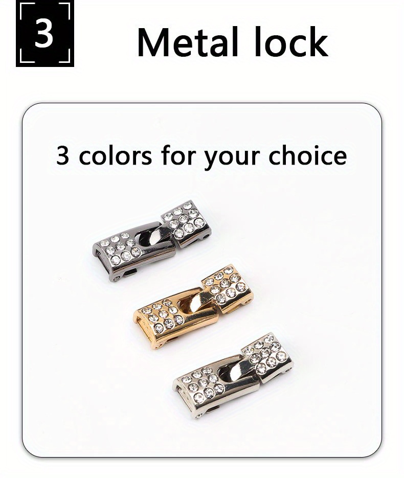 1pair Rhinestone Decor No-tie Shoelaces With Buckle, Polyester Fashionable Accessories For Sneakers