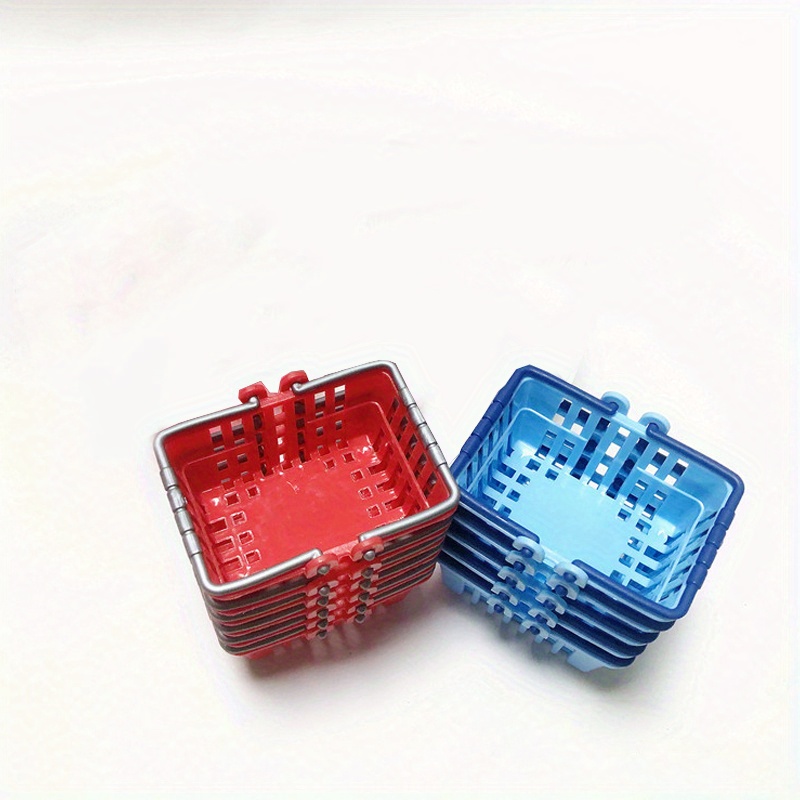 Kids Plastic Shopping Basket Toy Red/blue Miniature Temu