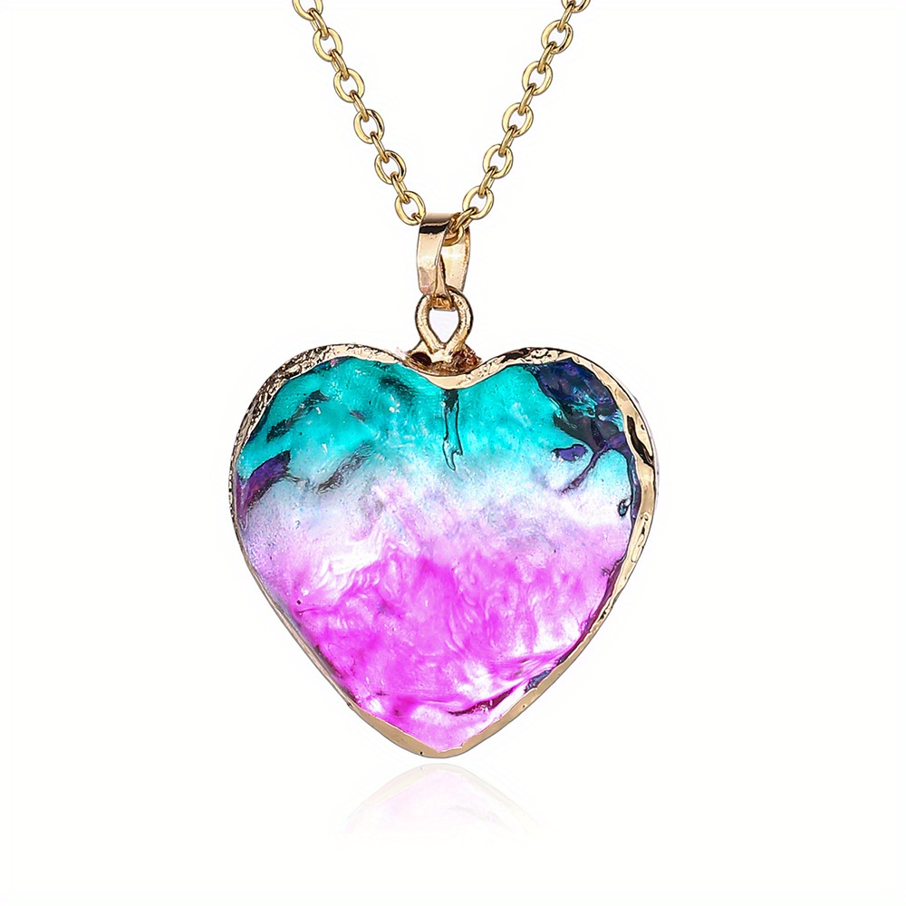 7 Rainbow Gemstones Heart Pendant