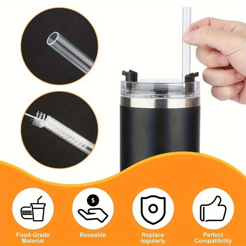 6Pcs BPA-free Replacement Straws with Cleaning Brush PCT Bottle