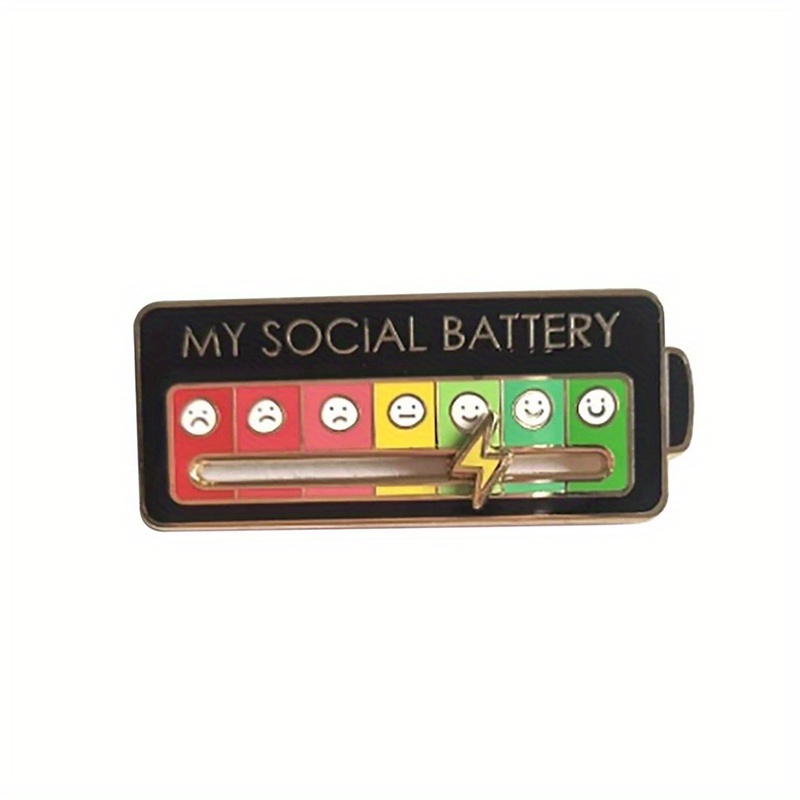 Social Battery Pin - My social battery creative lapel pin, fun enamel  emotional pin 7 days a week2pcs style1