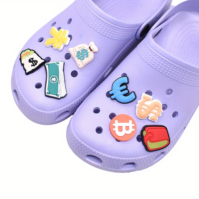 Dollar Pattern Cute Colorful Shoe Charms Clogs Bubble Slides Temu