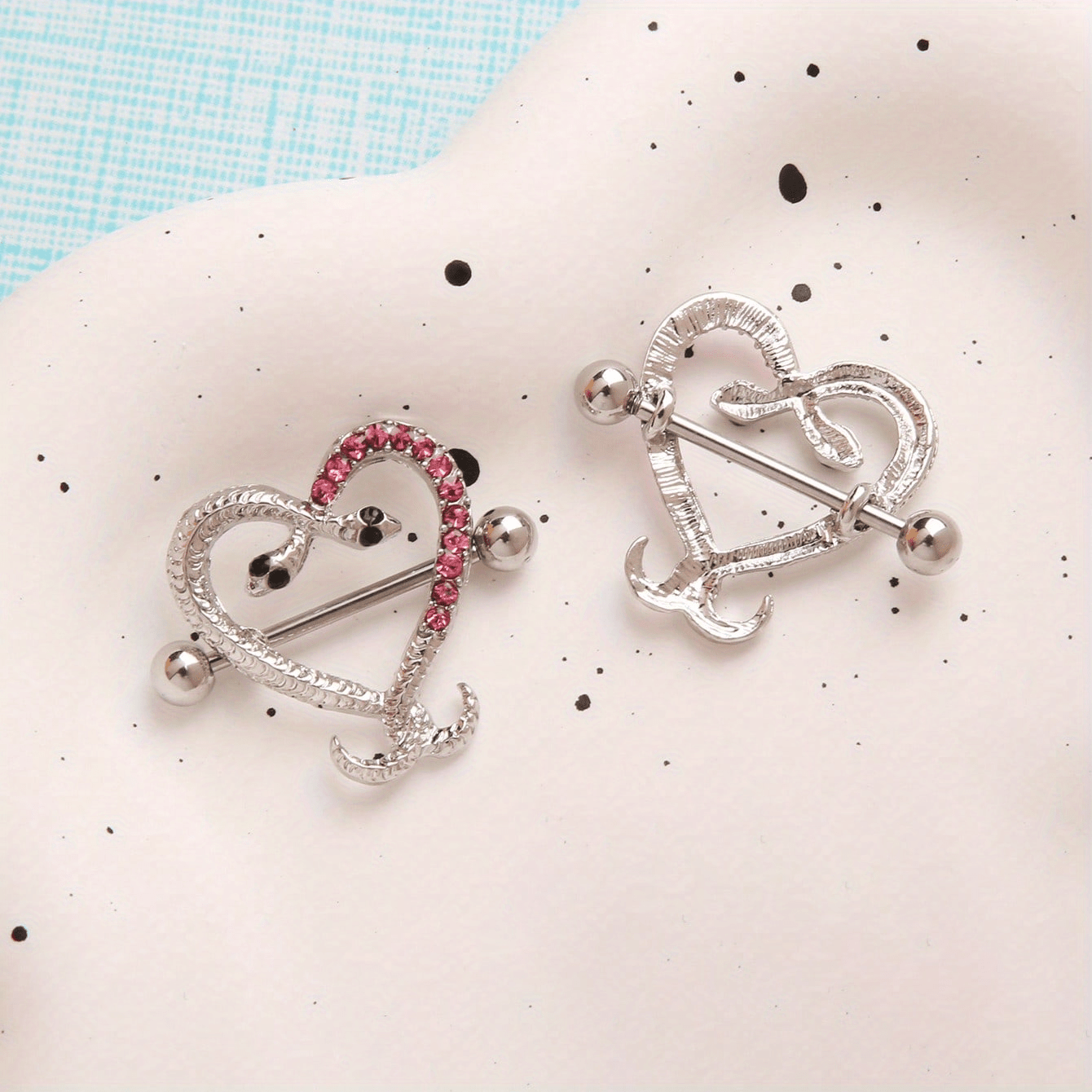 Love Heart Shaped Nipple Ring Inlaid Shiny Rhinestone Nipple