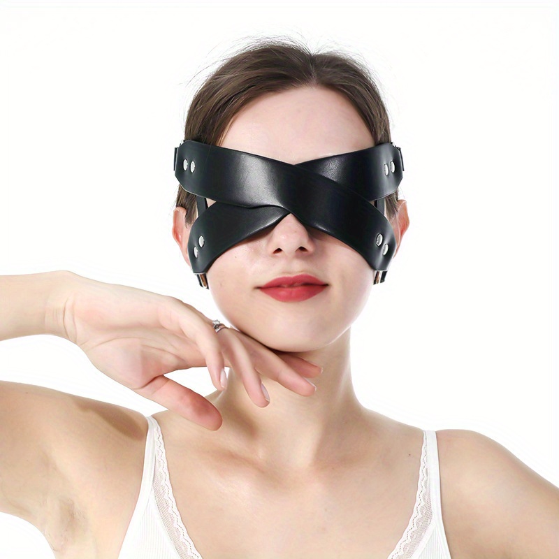 Masque de Bondage verrouillable pour les yeux avec un O-ring en métal -  masque fétiche souple en cuir synthétique - harnais de tête BDSM  verrouillable