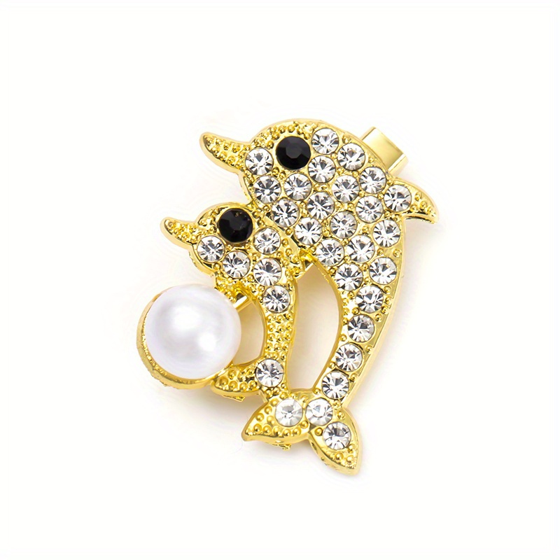 Temu Rhinestone Enamel Sea Conch Brooch Peacock Blue Zinc Alloy Badge Brooch Collar Jackets Dress Suit Hats Scarves Pants Brooches Pins Fashion Jewelry