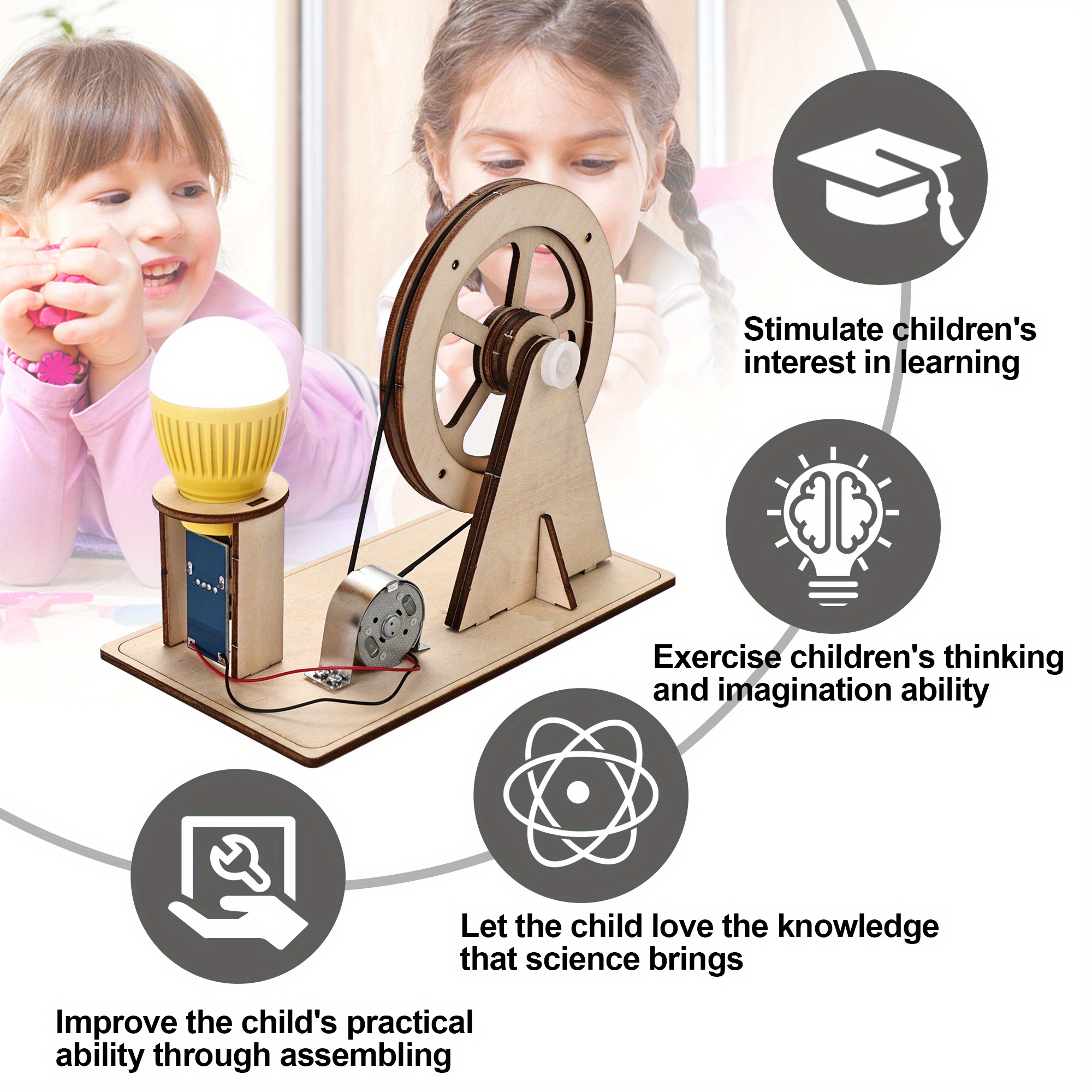 1 Juego Generador Manivela Manual Juego Energía Experimento Temu Mexico