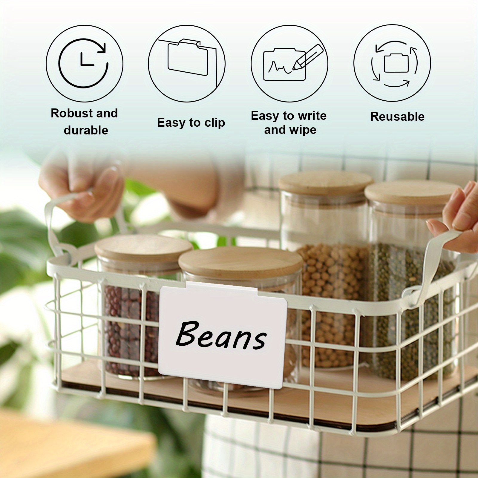 Organize Home Office Plastic Clip Baskets Bin Labels Perfect Temu