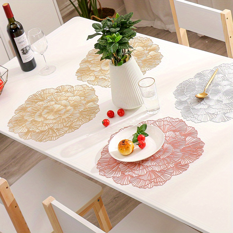 Round Plastic Placemat Leaf Shaped Pvc Dining Table Mat - Temu