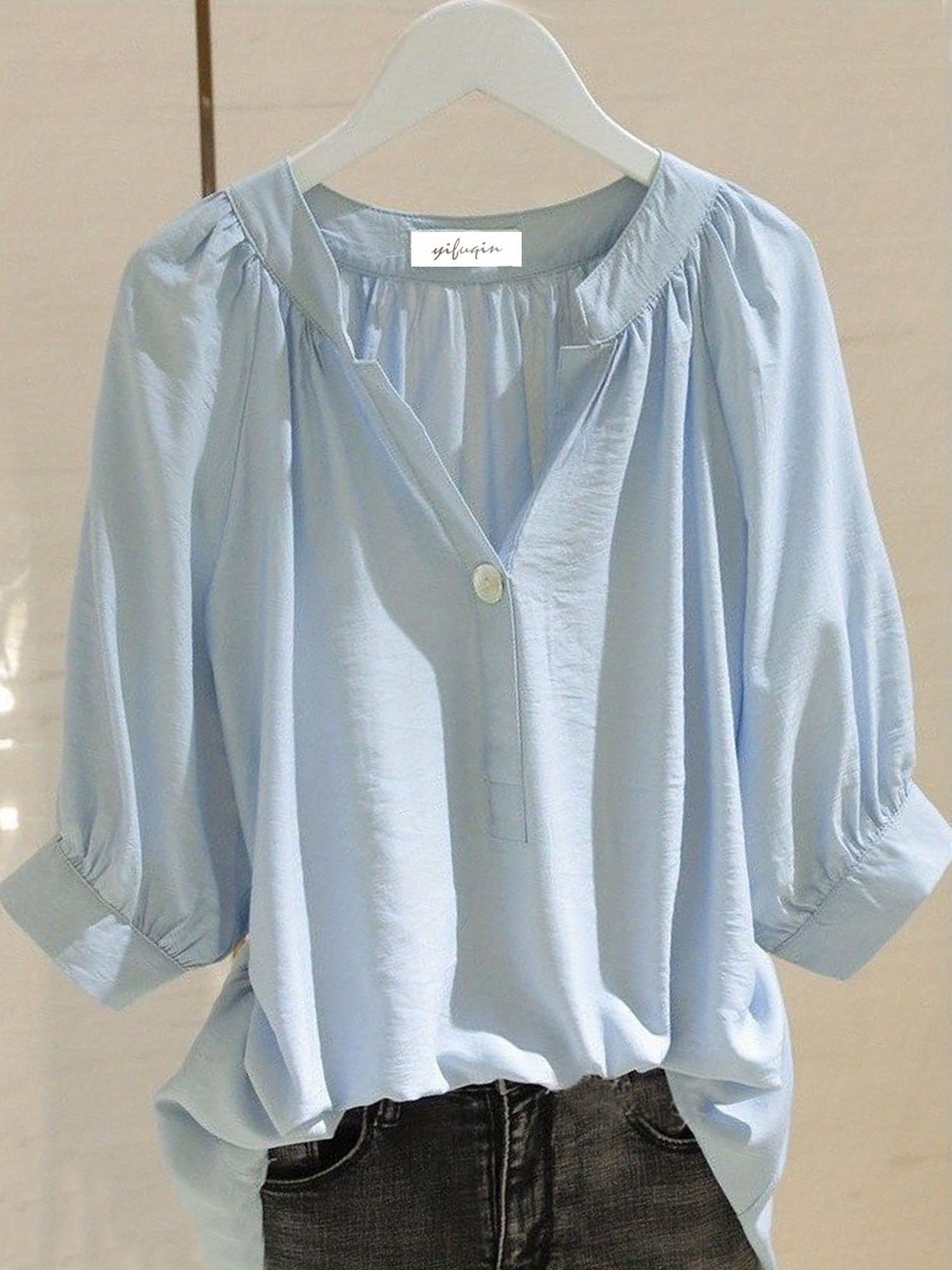 ladies pale blue blouse