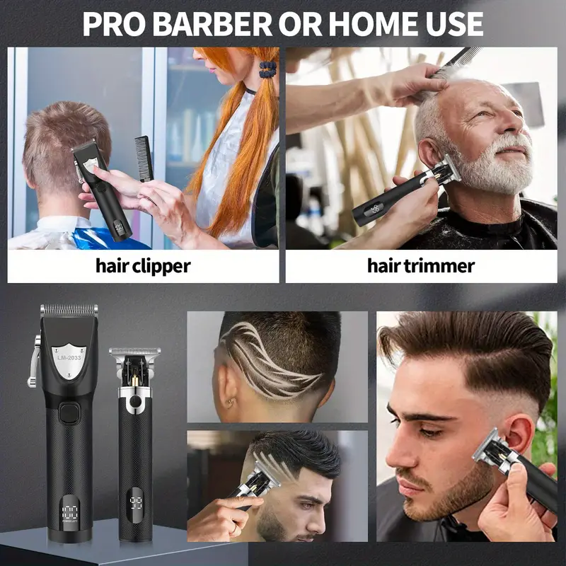 professional hair trimmer set hair clippers cordless hair trimmer electric barber clippers zero gapped trimmer professional beard trimmer rechargeable hair cutting kit details 6