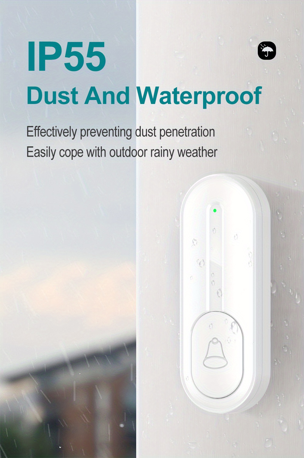 White Wireless Door Bell, Likepai New Mini Waterproof Wireless Doorbell  Operating At Over,5-level Adjustable Volume,55 Melodies, Cd Quality Sound  And Led Flash,us Plug Doorbell Receiver,button For Home/store/office  Visitor Calls. - Temu