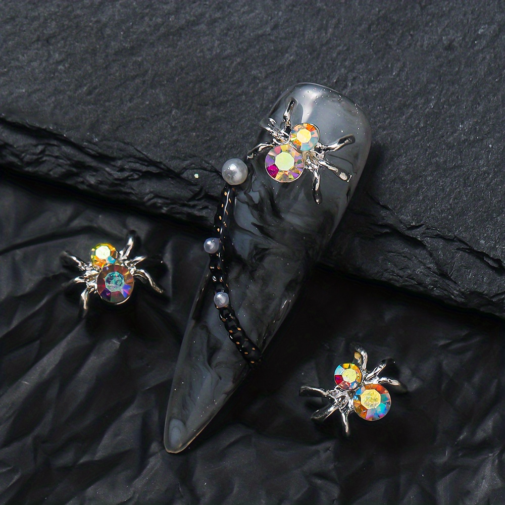 Spider Nail Charms Crystal For Acrylic Nails Bling Art Decor 10 Pcs