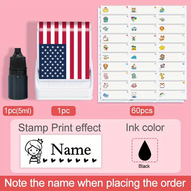 School Set(1 American Flag Stamp And Stickers)custom Name - Temu