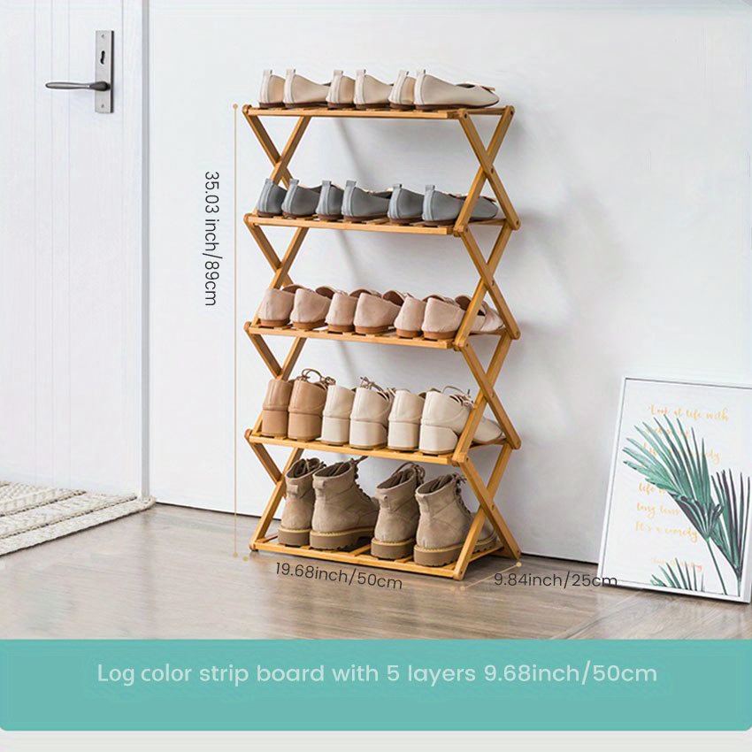 Foldable Double layer Bamboo Shoe Rack For Indoor And - Temu