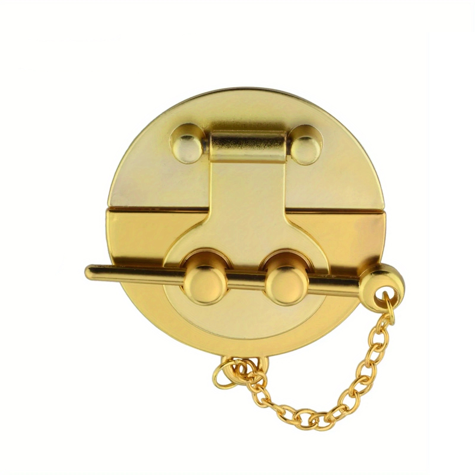 Gold Lock and Key Fob Necklace, Gold LV Lock and Key Vintage Round