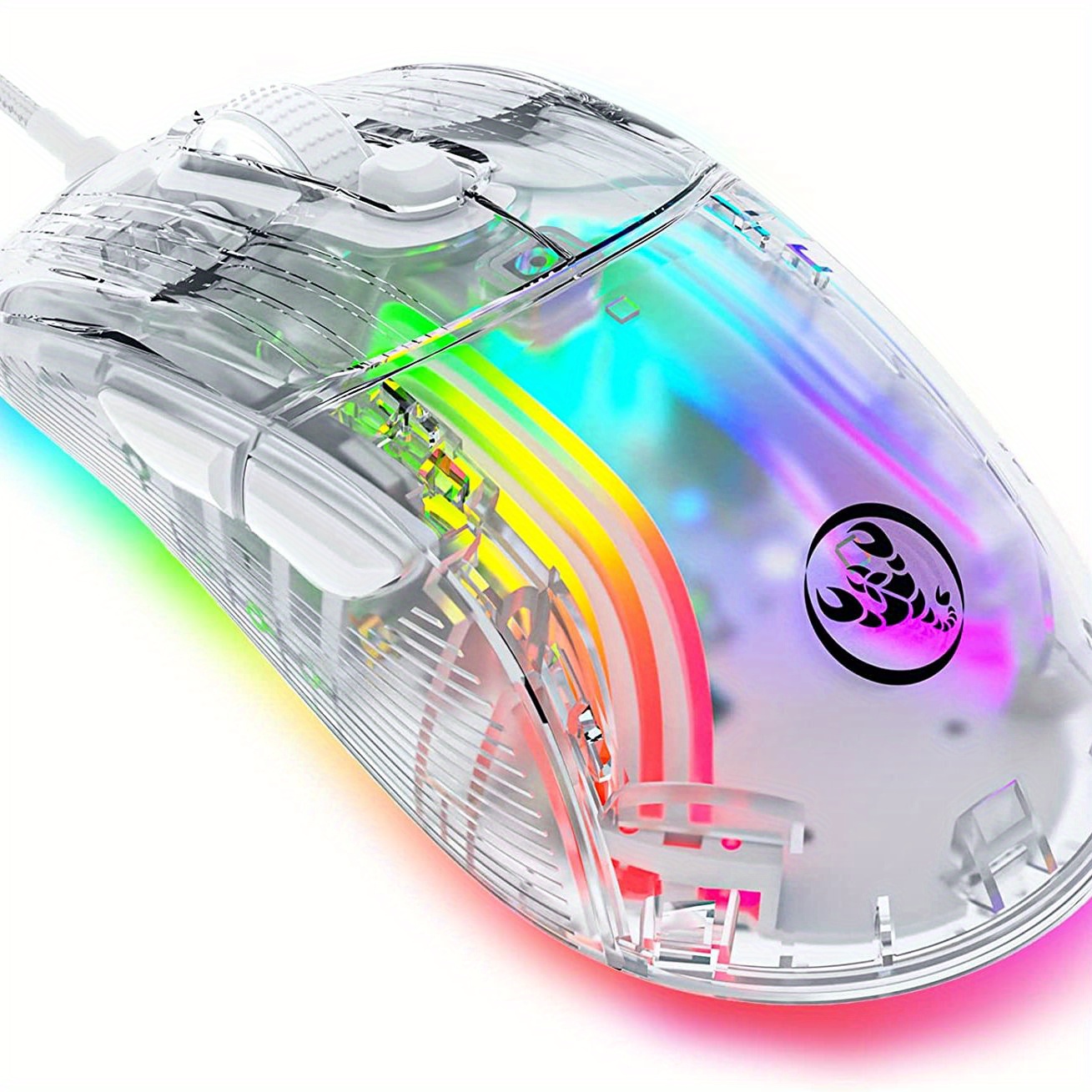 X400 Transparent Mouse, Ultralight Wired Gaming Mouse, 13 RGB Backlit Mice,  6 Adjustable DPI 12800 Marco Program Mice, USB Optical Model Aerox Mice Fo