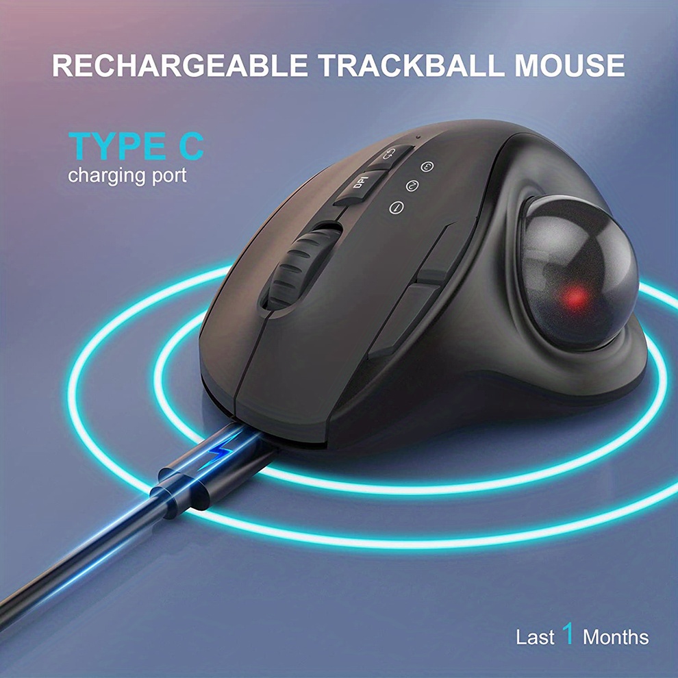 Rechargeable Trackball Mouse Bluetooth+2.4g Dual Mode Wireless Mouse For Pc  Computer Laptop Tablet Gamer Mause