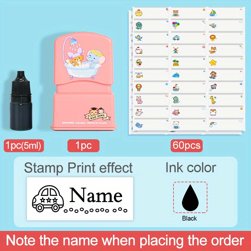 School Set( Stamp And Stickers)custom Name Seals Stamp - Temu