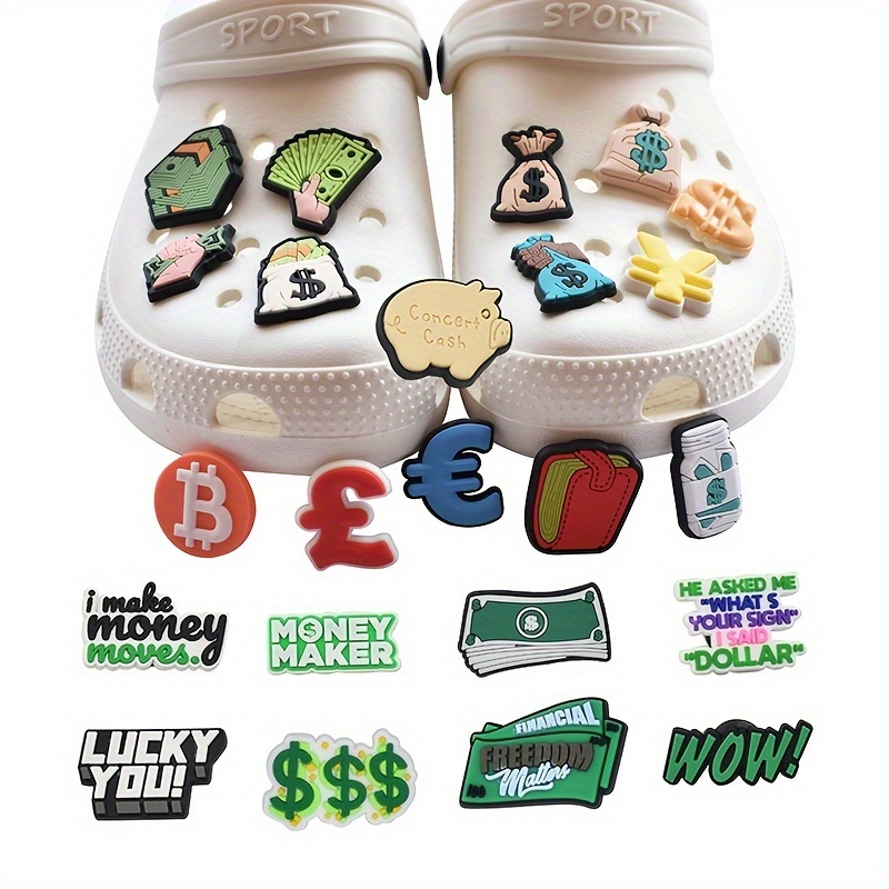 Dollar Pattern Cute Colorful Shoe Charms Clogs Bubble Slides Temu