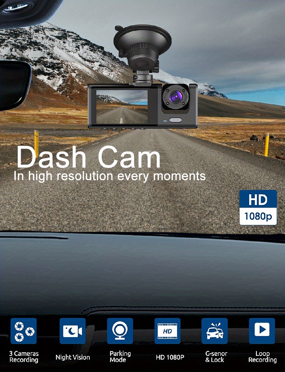 Kamera Fhd 1080p 3 kanal Dash kamera Vorne Hinten Innen Dash
