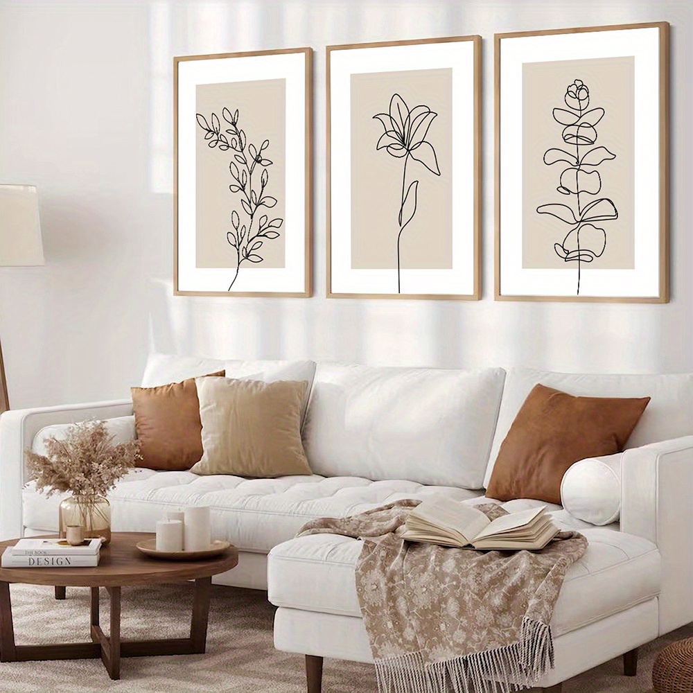 3 Pezzi Set Di Dipinti Di Design Floreale E Edifici In Stile Bohémien In  Colore Beige Moderno, Stampe D'arte Su Tela Senza Cornice Per Decorazione  Minimalista Di Soggiorno, Camera Da Letto E