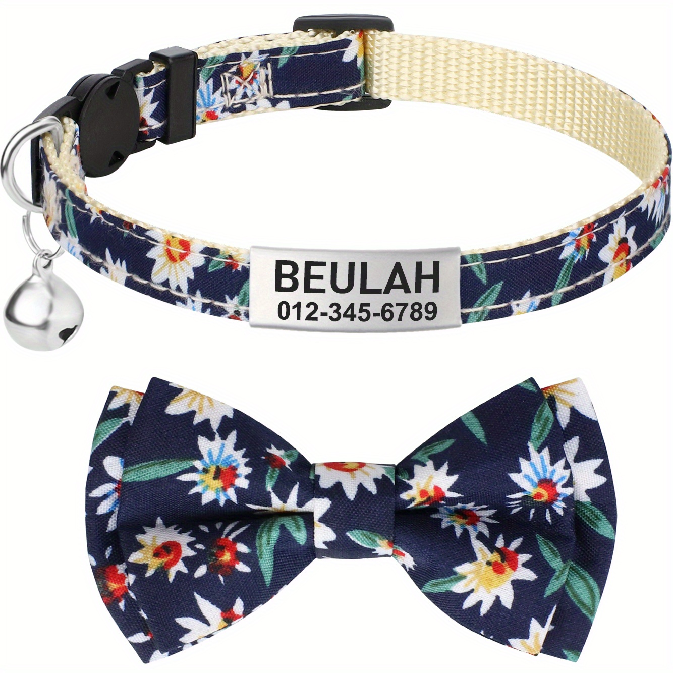 Personalized Floral Break-Away Cat Collars