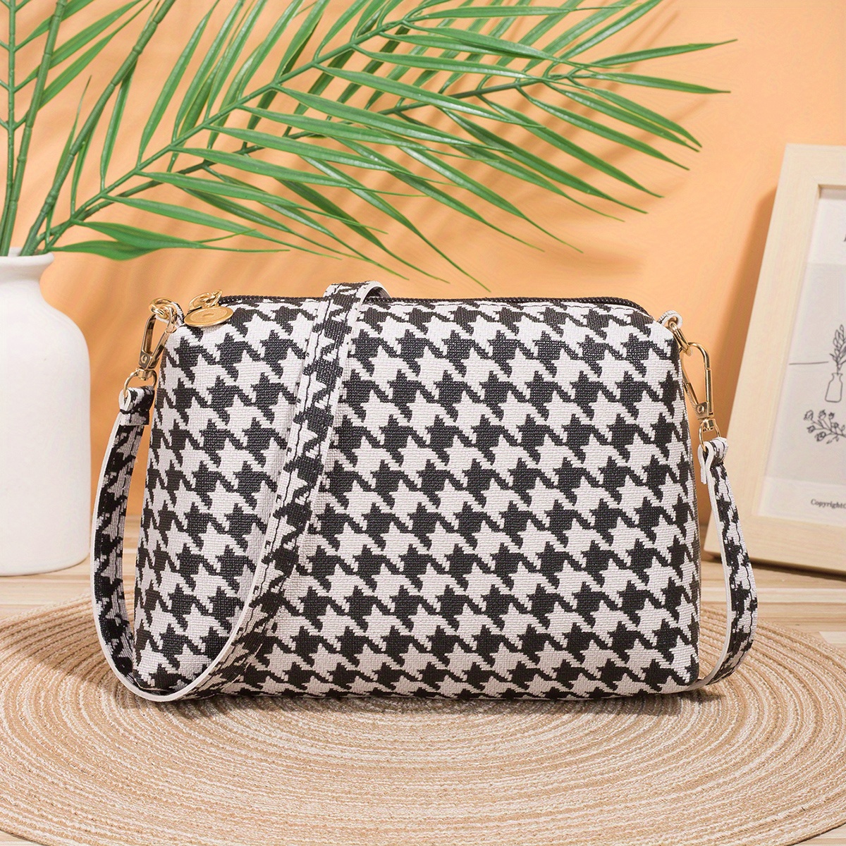 Mini Square Bag Geometric Pattern With Coin Purse Pu For Daily