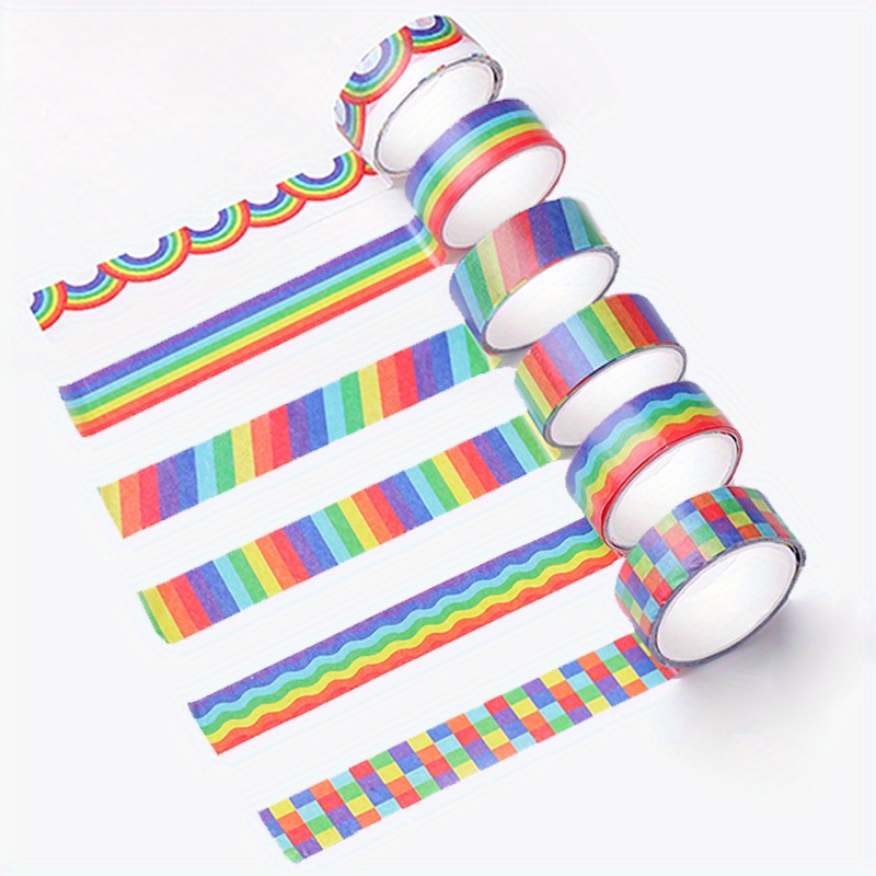 Creative Rainbow Series Washi Tape Stickers Student Handbook - Temu