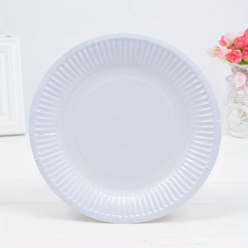 Solid Color Paper Plate Disposable Plates Diy Disposable - Temu