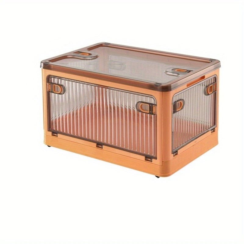 Transparent Folding Storage Box for Clothing Books Four Sided Open