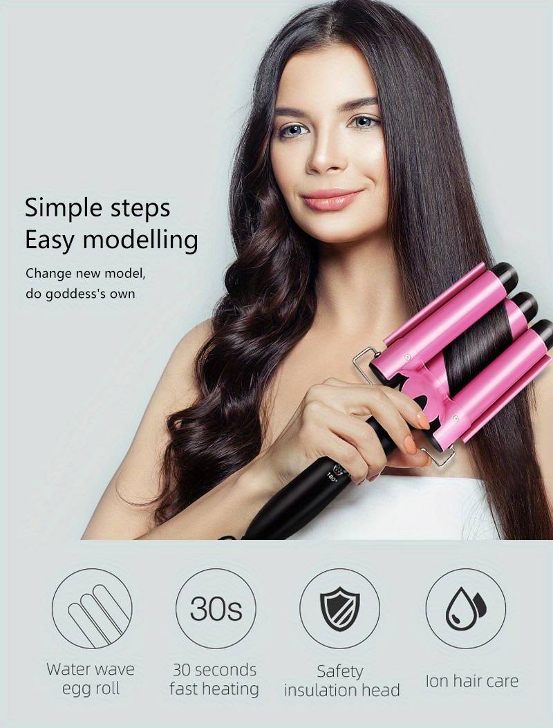 3 barrel curling iron curling iron temperature adjustable ceramic big waves adjustable 25mm hair waver curling iron for long or short hair heat up quickly last long waver iron wand for women details 1