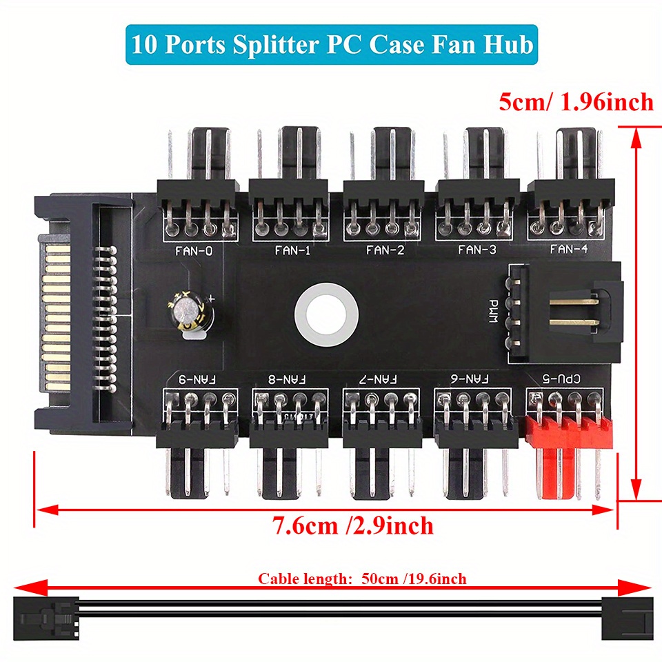 15 Pin Sata Powered Motherboard Fan Power Extension Temu