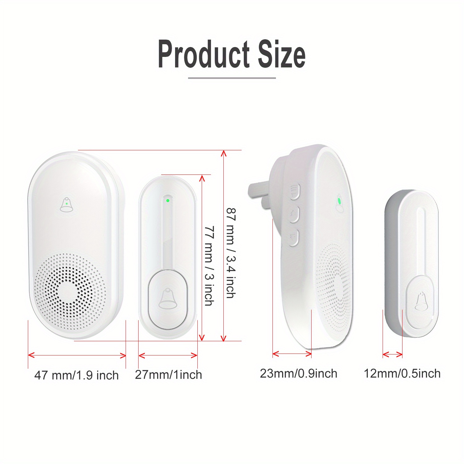 White Wireless Door Bell, Likepai New Mini Waterproof Wireless Doorbell  Operating At Over,5-level Adjustable Volume,55 Melodies, Cd Quality Sound  And Led Flash,us Plug Doorbell Receiver,button For Home/store/office  Visitor Calls. - Temu