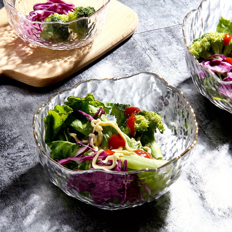 Japanese Hammered Salad Bowl, Glass Food Serving Bowl, Pasta