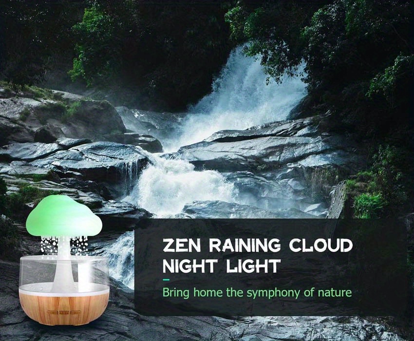 snuggling cloud rain humidifier soothing rain sounds for anxiety improve sleep and focus elegant and modern design details 0