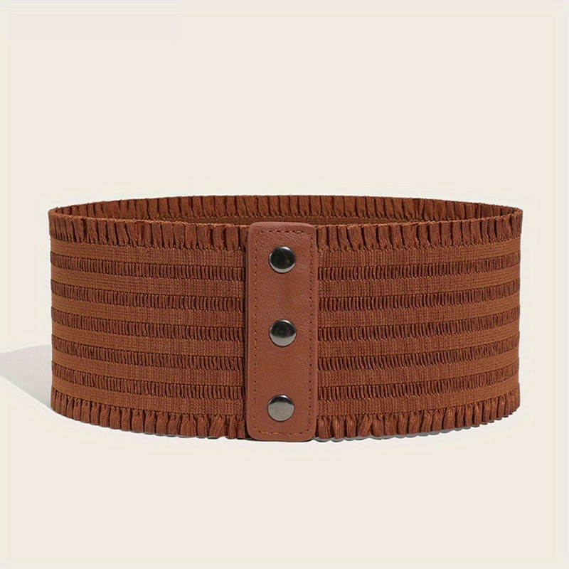 Leather Corset Belt for Dress, Brown Waist Belt With Studs, Plus