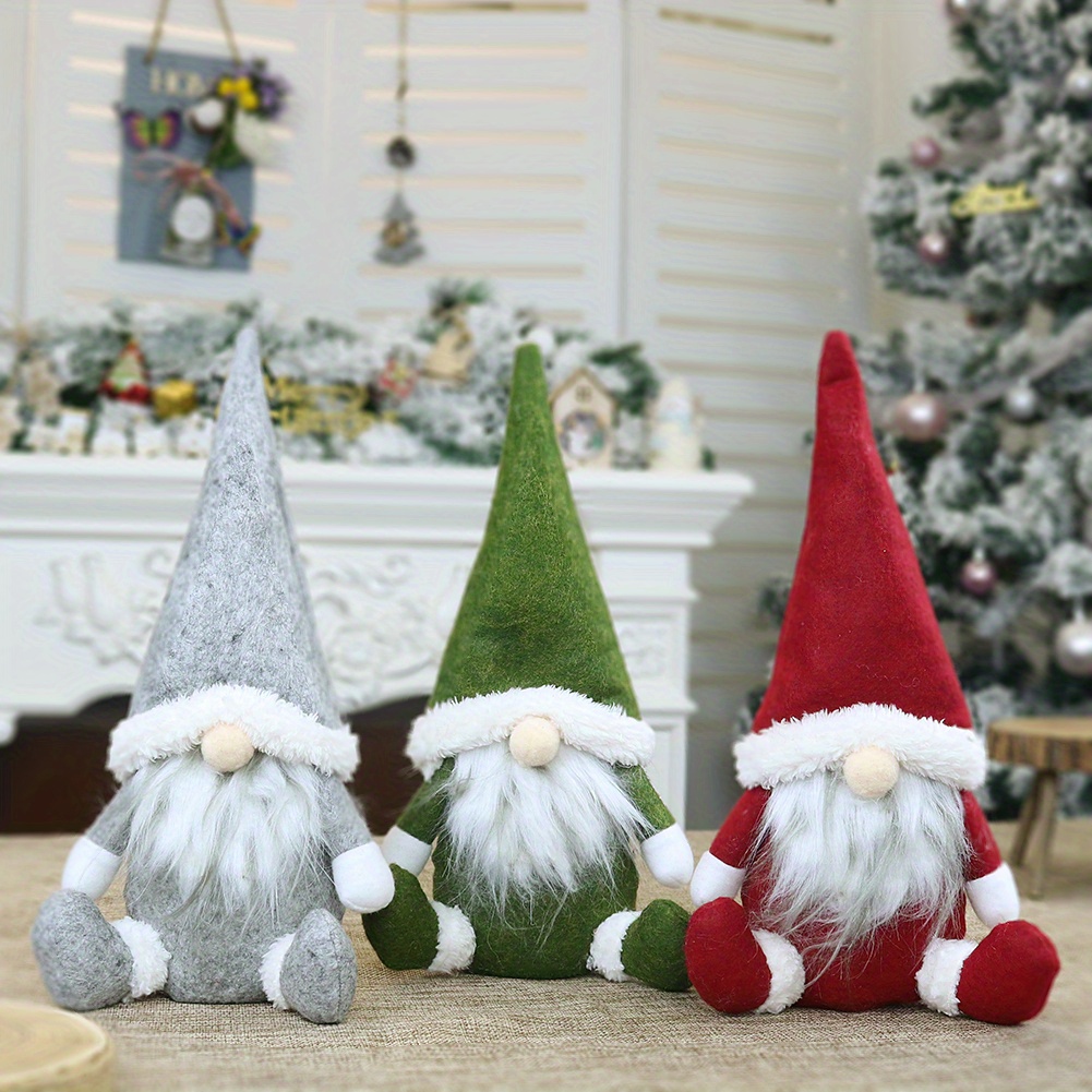 D-GROEE Miniature Christmas Decorations Handmade Santa Gnome Plush