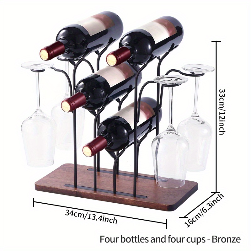 Countertop Wine Rack Tabletop Wood Wine Holder Hold 4 Wine - Temu