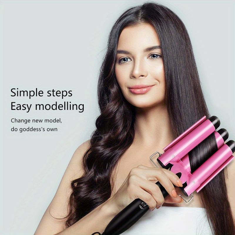 3 barrel curling iron curling iron temperature adjustable ceramic big waves adjustable 25mm hair waver curling iron for long or short hair heat up quickly last long waver iron wand for women details 0