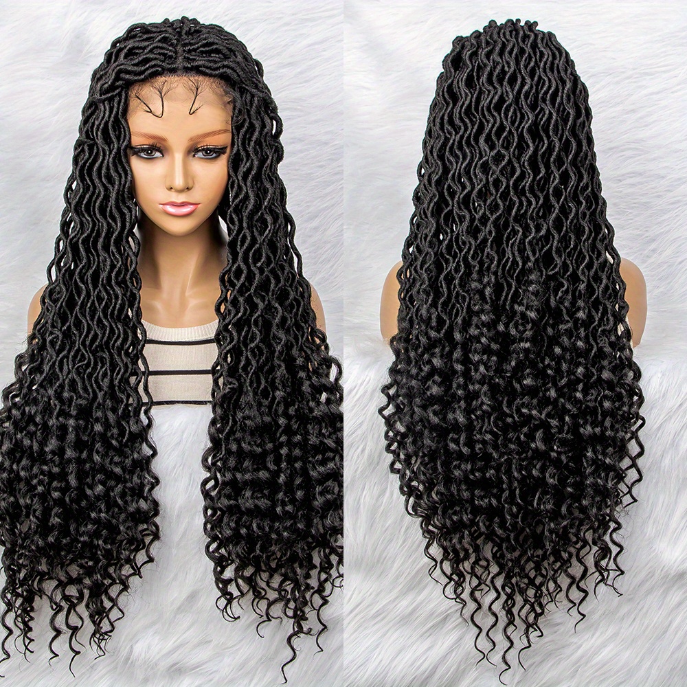 Full Lace Knotless Braided Wigs Half Back Double Lace Braided Wigs For Women Synthetic Cornrow Twist Braids Hair Wigs