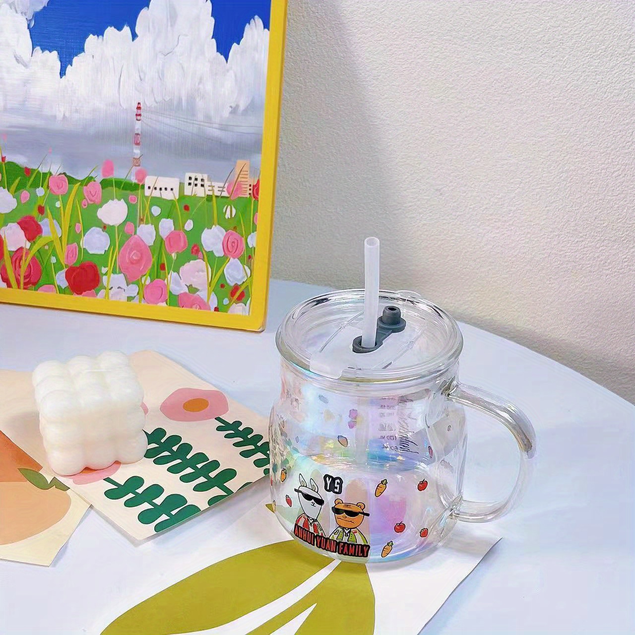 Cute Animal Crossing Cup with Straw