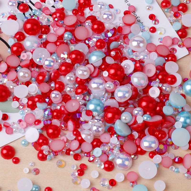  Towenm 60g Mix Pearls and Rhinestones for Crafts, Flatback  Rhinestones and Pearls for Tumblers Shoes Nails Face Art, 2mm-10mm Mixed  Sizes Bedazzling Half Pearls and Jelly Rhinestones, Pinks