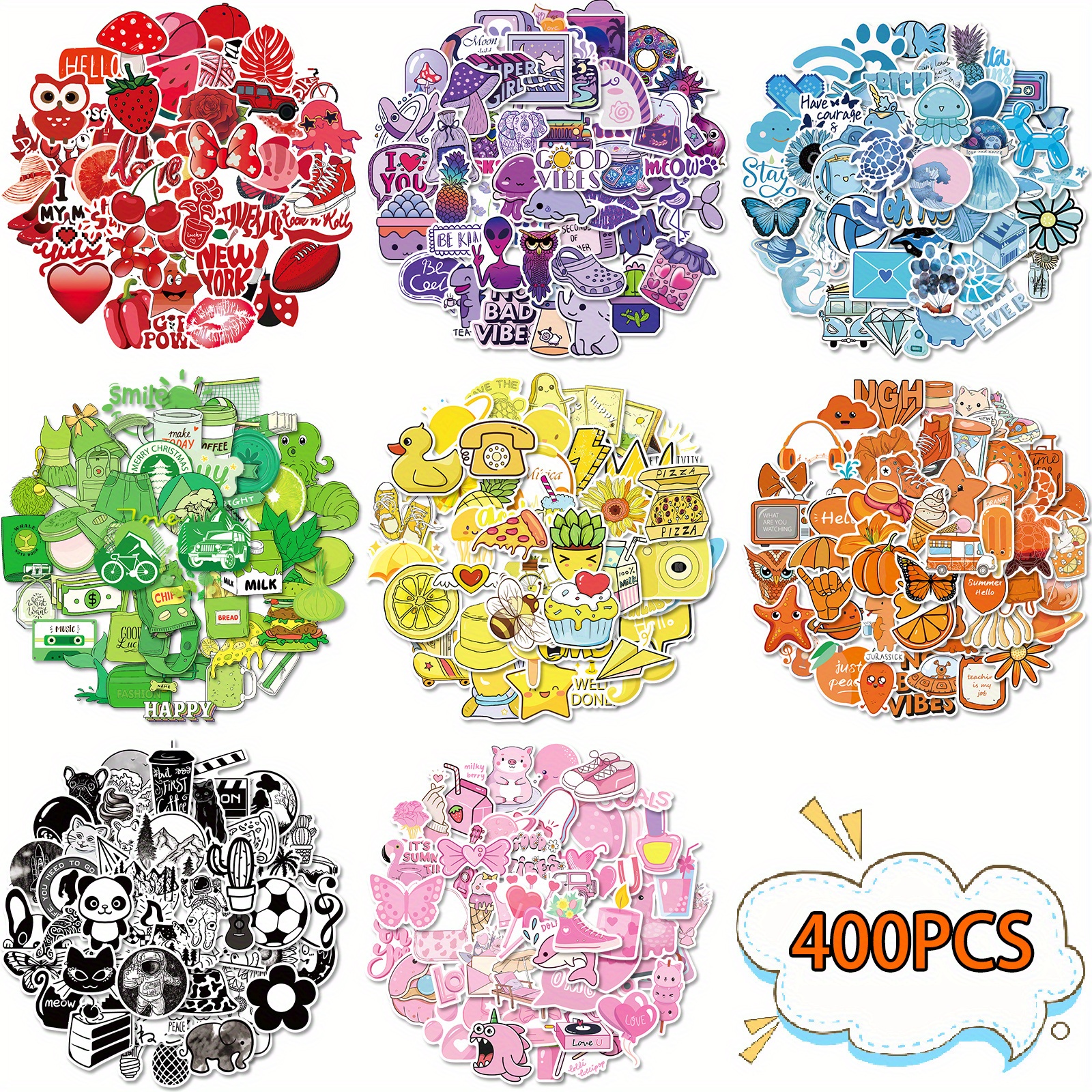 200 PCS Random Stickers for Teen,waterproof Water Bottle Stickers for  Adult, Vsco Cool Stickers Packs for Skateboard Laptop Luggage Computer 