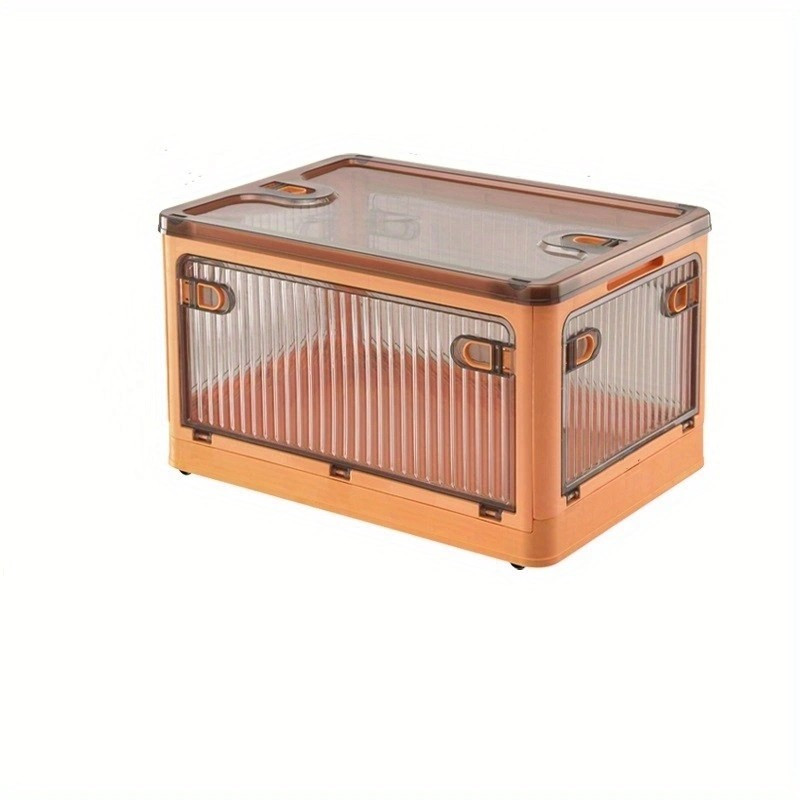 Transparent Folding Storage Box for Clothing Books Four Sided Open