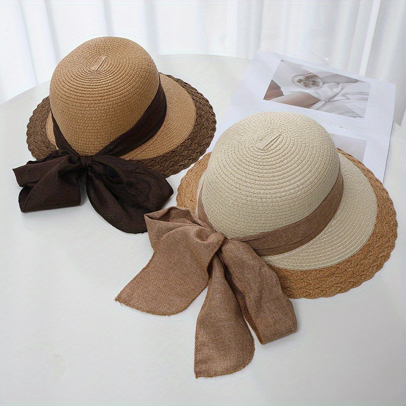 Sombrero de paja, hecho a mano, gorra de ala ancha, plegable,  para exteriores, sombrero de playa para adultos, niños, hombres y mujeres,  Audlt Beige : Ropa, Zapatos y Joyería