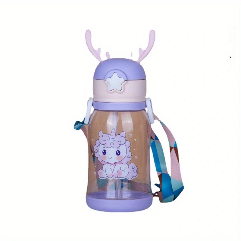 Cartoon Fawn Vacuum 316 Stainless Steel Water Cup Student Antlers with  Straw Bouncing Cup Portable Children's