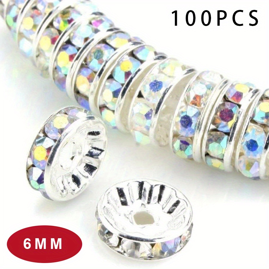  100Pcs 6mm Ab Crystal Czech Crystal Rondelle Spacer Beads for  Jewelry Making,Beads for Bracelets Necklaces