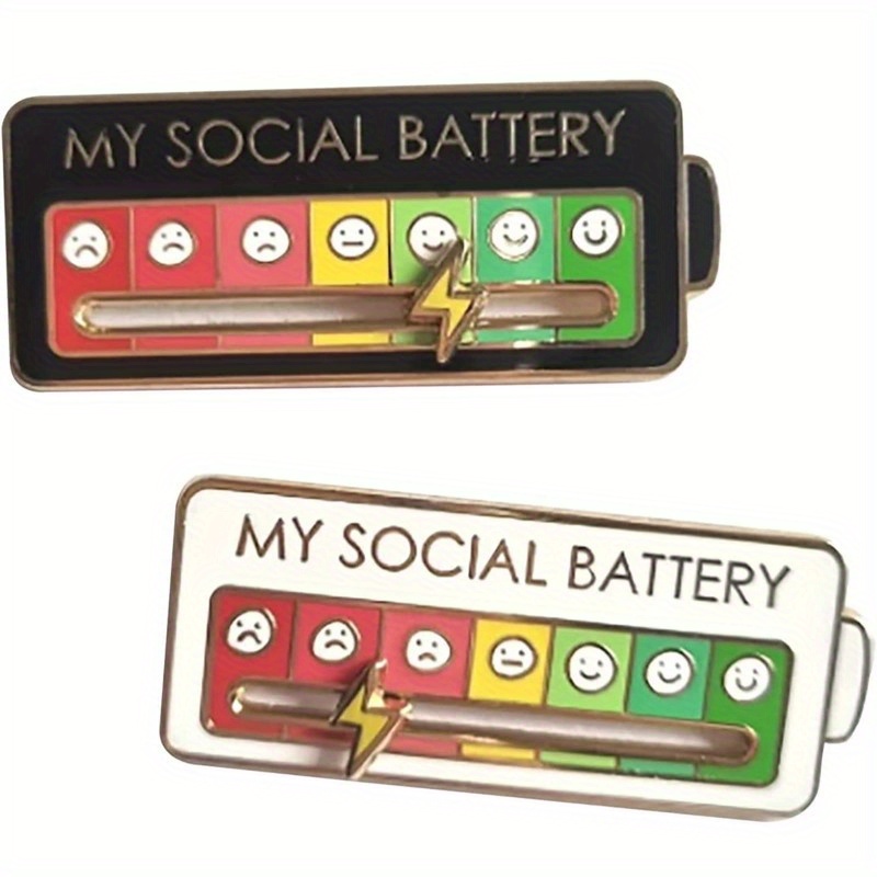 Social Battery Pins Fun Enamel Emotion Pins 7 Days A Week - Temu